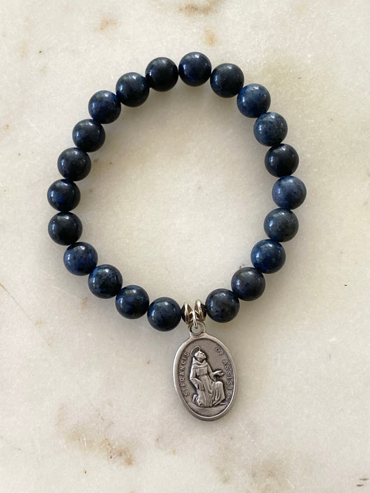 St. Francis Stretch Bracelet - Navy Beads