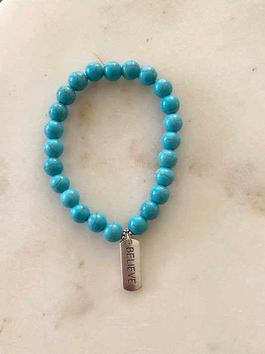Believe Stretch Bracelet Turquoise Beads