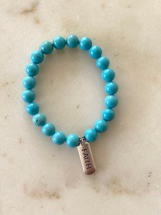 Faith Stretch Bracelet - Blue Beads